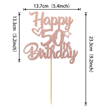 1 Pack Happy 50Th Birthday Cake Topper Glitter Heart Star 50 Fabulous Cake Pick Birthday Sign Cake Decorations For Children 16Th
