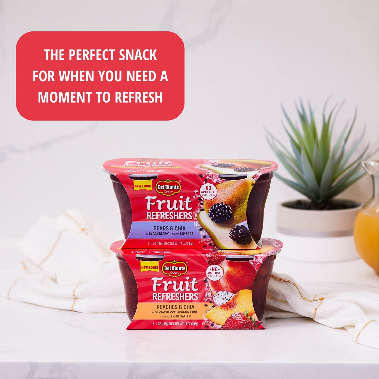 Del Monte Fruit And Chia Fruit Cup Snacks, Peaches In Strawberry Dragon Fruit, 12 Pack, 7 Oz, 2 Count (Pack Of 6)