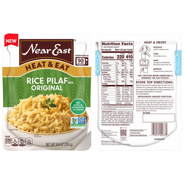 Near East Heat & Eat Rice Quick Cook Rice Microwave Rice Rice Pilaf Original 8.8oz Pouches (8 Pack)