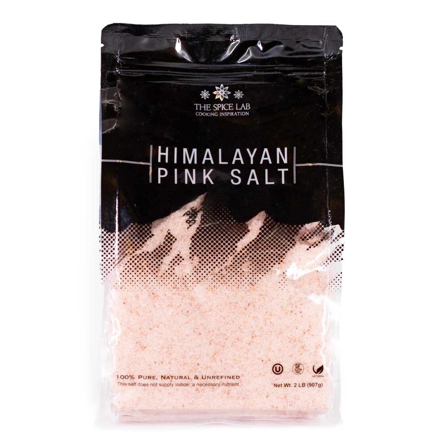 The Spice Lab Himalayan Salt - Fine 2 Lb Bag - Pink Himalayan Salt is Nutrient and Mineral Dense for Health - Gourmet Pure Cryst
