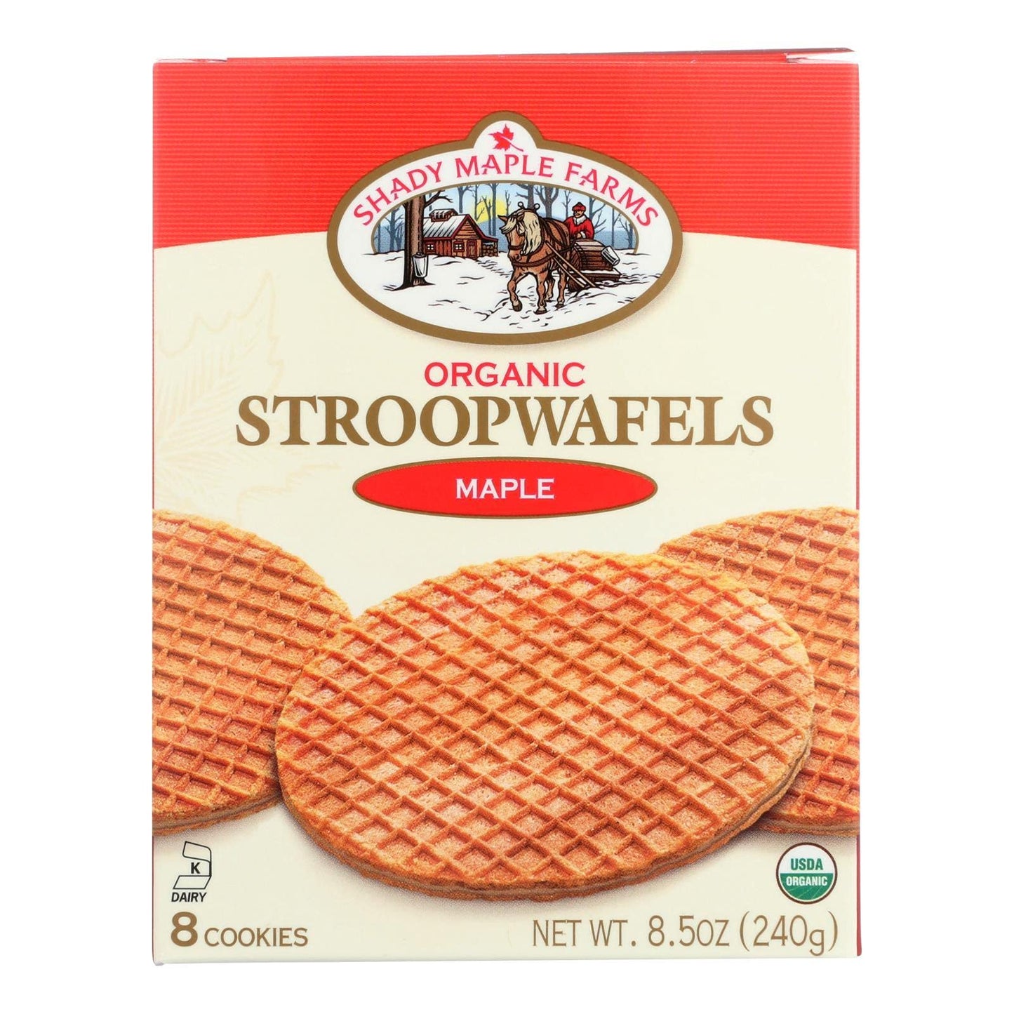 Shady Maple Farms Organic Stroopwafel Cookies, Honey & Maple, 8.5-ounce Boxes (Pack of 8)8