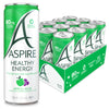 Aspire Healthy Energy Drink, Sugar Free, Sparkling, 12 Fl Oz (Pack of 12), Apple Acai, Vegan, Gluten-Free, Kosher