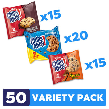 CHIPS AHOY! Cookies Variety Pack, Original Chocolate Chip, Chewy Chocolate Chip with Reese s Peanut Butter Cups & Chewy Hershey