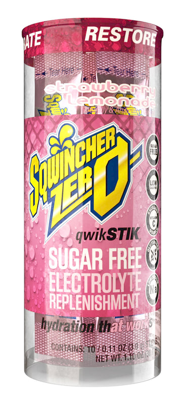 Sqwincher Zero Qwik Stik Sugar Free, Strawberry Lemonade, .11 oz (Pack of 200)