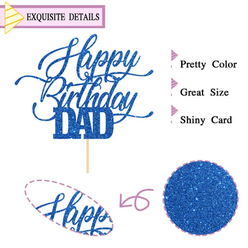 Innoru Glitter Happy Birthday Dad Cake Topper - Father'S Birthday Cake Decor - Father'S Day Party Cake Decorations For Men - Nav
