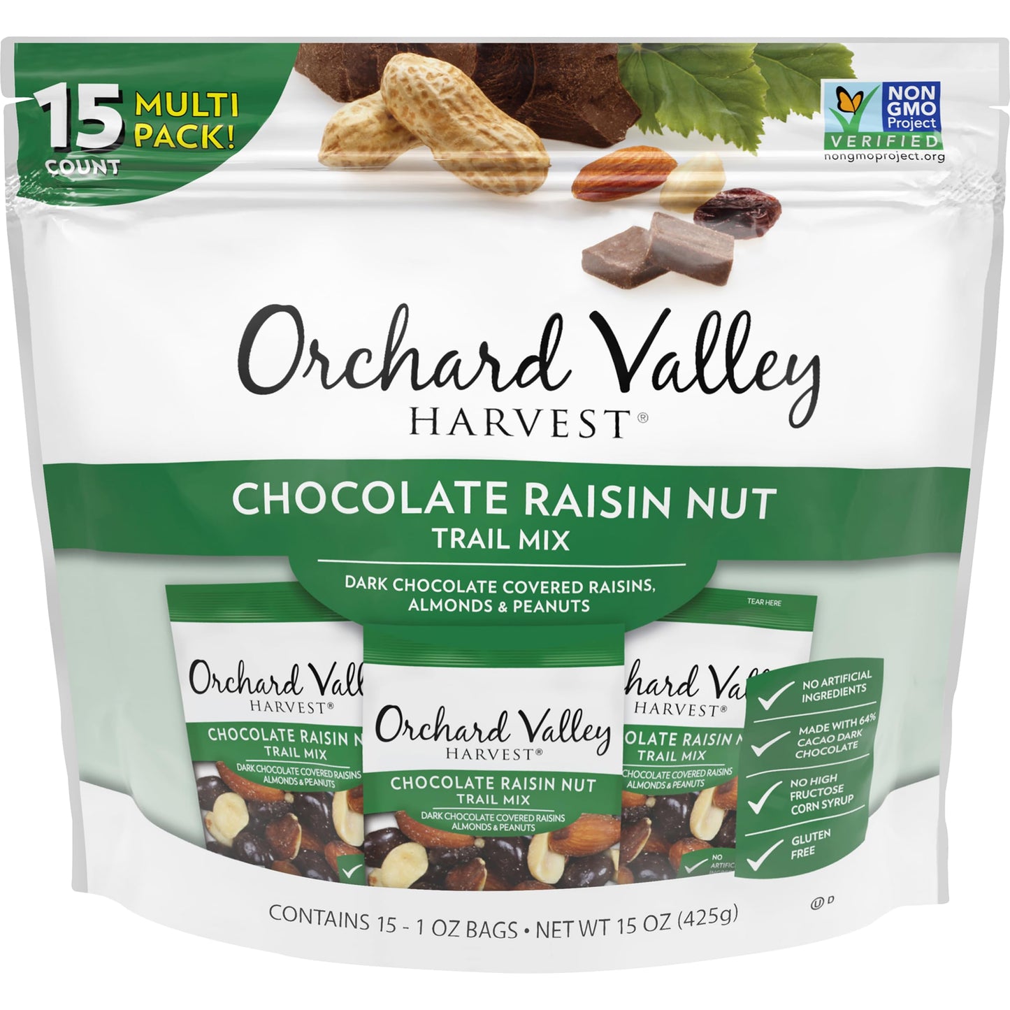 Orchard Valley Harvest Chocolate Raisin Nut Trail Mix, 1 Oz, 15 Ct
