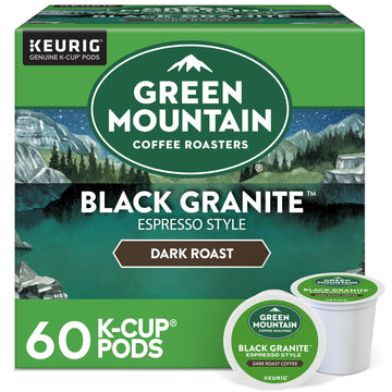 Green Mountain Coffee Roasters Black Granite, Keurig Single Serve K-Cup Pods, Espresso Style Dark Roast, 60 Count (6 Packs of 10