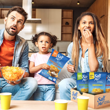 Saltme! 4 Flavor Variety Pack Potato Chips, 50% Low Salt, Kosher, Non-Gmo, Better For You Chips, Original-Bbq-Sc&Onion-Ched&Sour