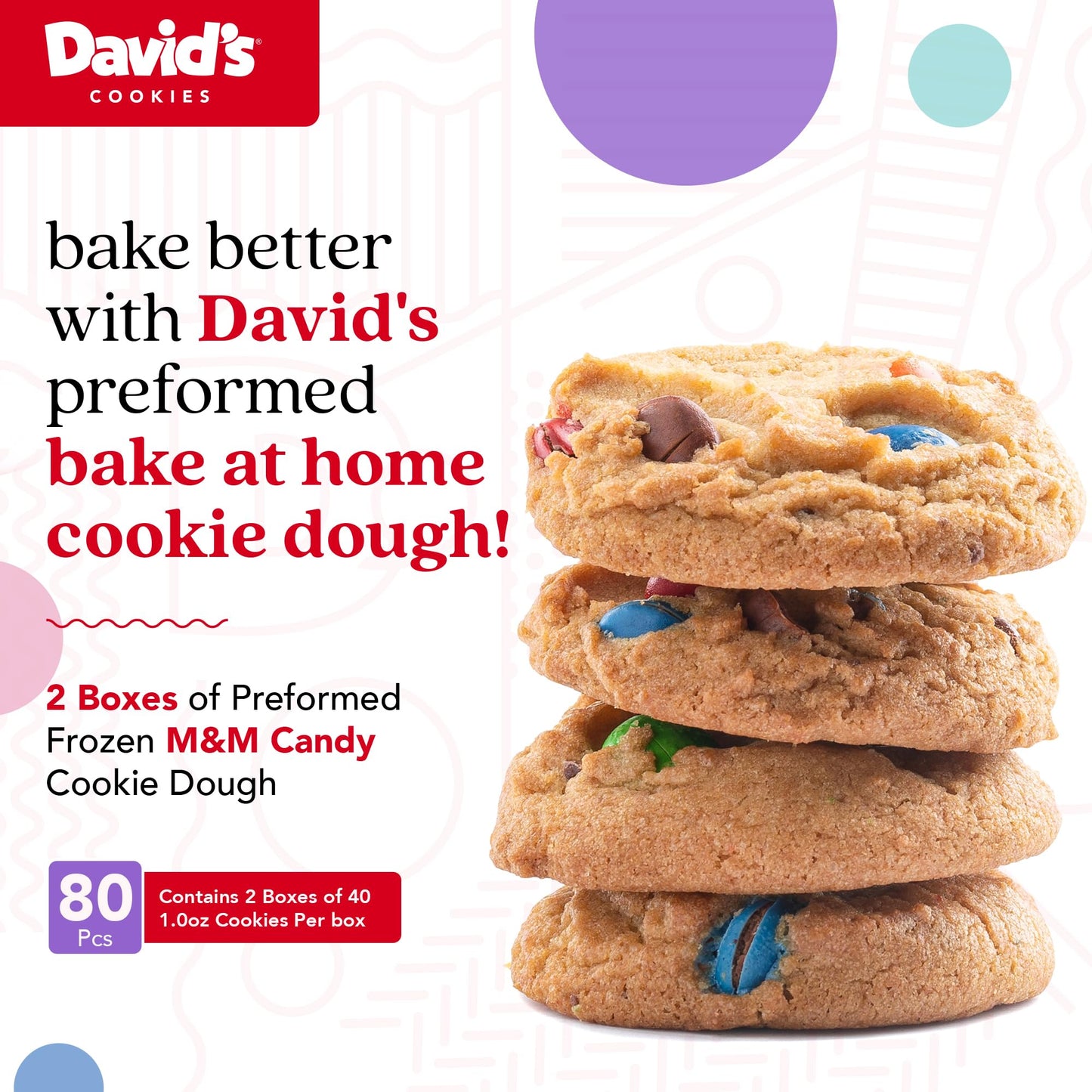 David'S Cookies Preformed Frozen Cookie Dough Candy 80 Count