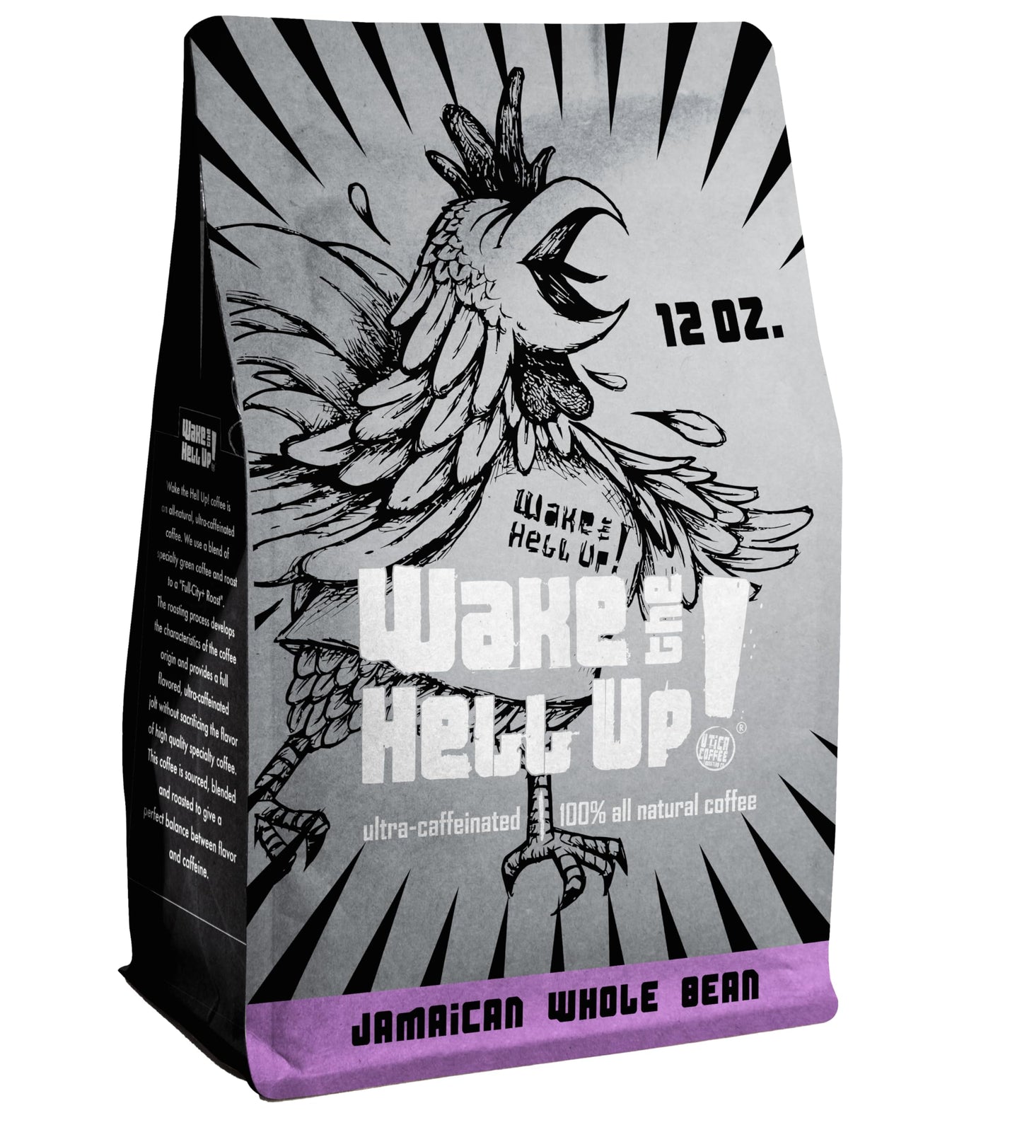 Wake The Hell Up! Whole Bean Coffee, Ultra-Caffeinated, Low Acid, Medium-Dark Roast, 12oz
