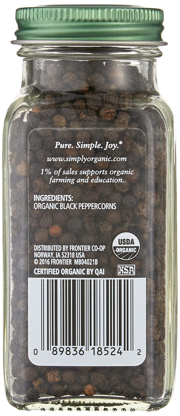 Simply Organic, Black Peppercorns, 2.65 Oz