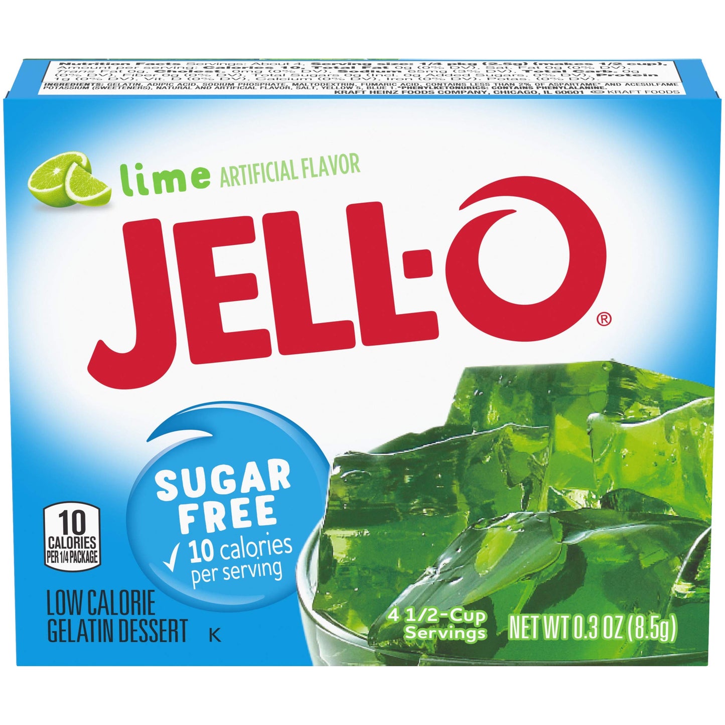 Jell-O Lime Gelatin Dessert Mix, 0.3 Ounce Boxes, Pack of 24