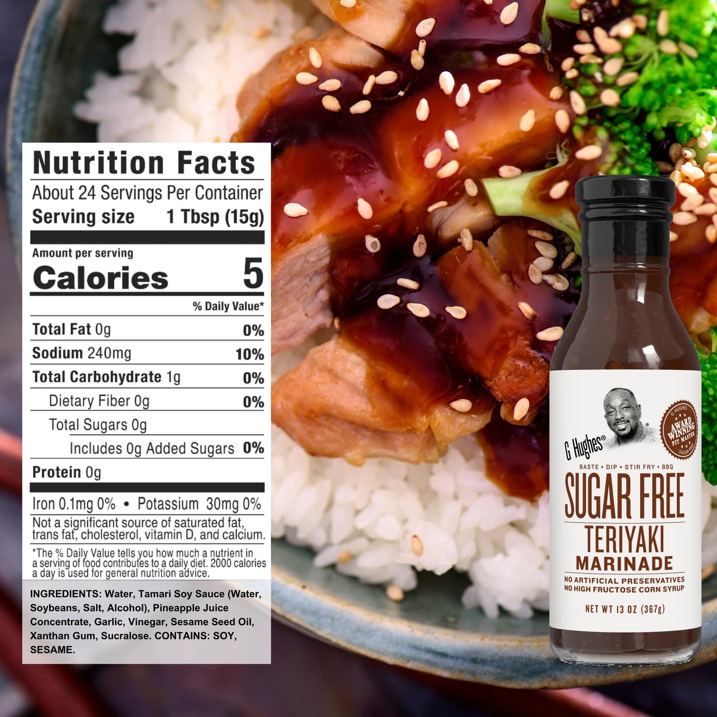 G Hughes Sugar Free Barbecue Sauces - Hickory BBQ Sugar Free Sauce - 18 Oz, Honey Mustard Sugar Free Dipping Sauce - 18 Oz, Suga