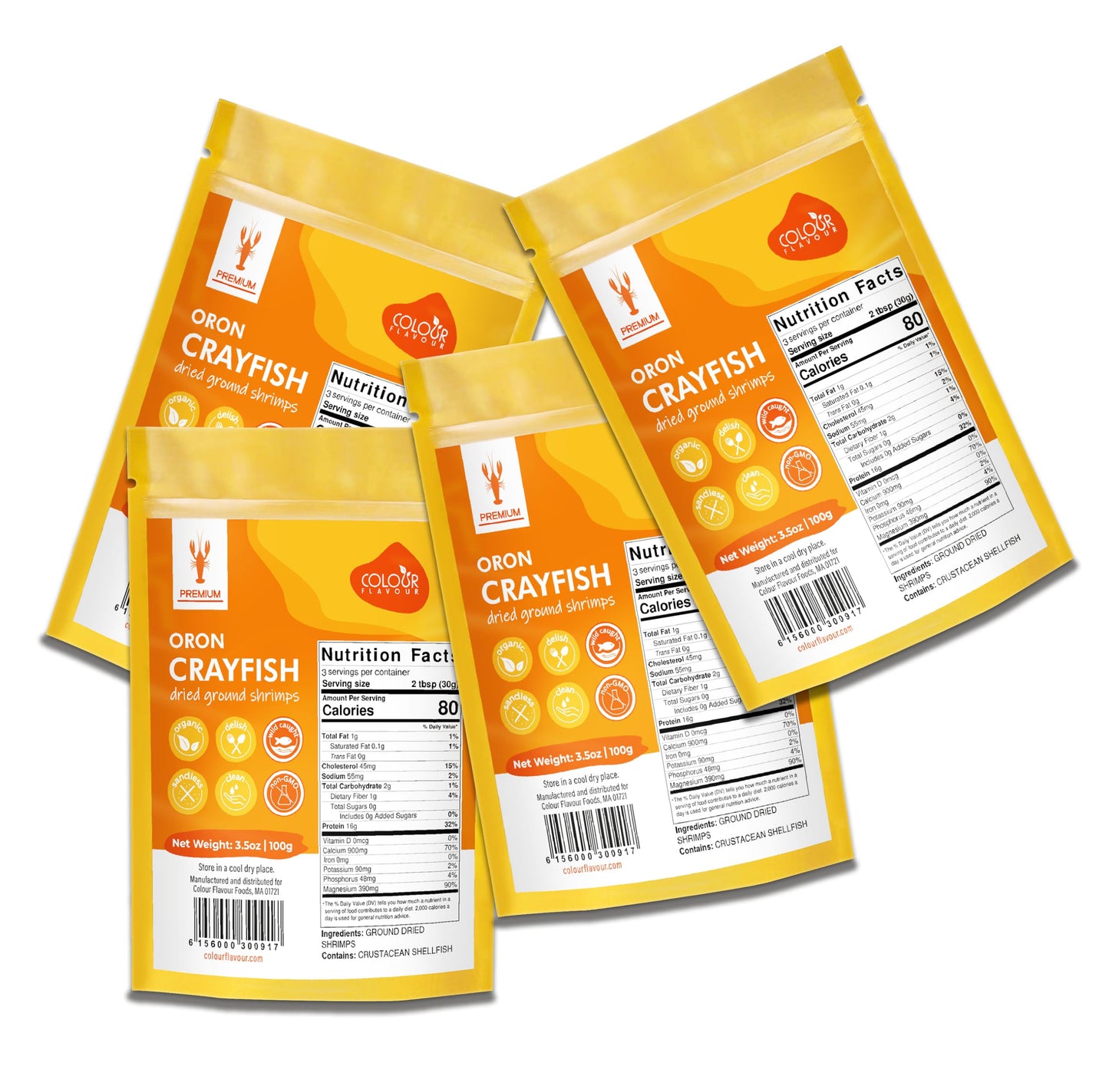Colour Flavour Premium Quality Nigerian Dry Shrimp Crayfish Powder 3.5Oz 100Gram Dried Shrimp For Cooking Seafood Flavor Crayfis