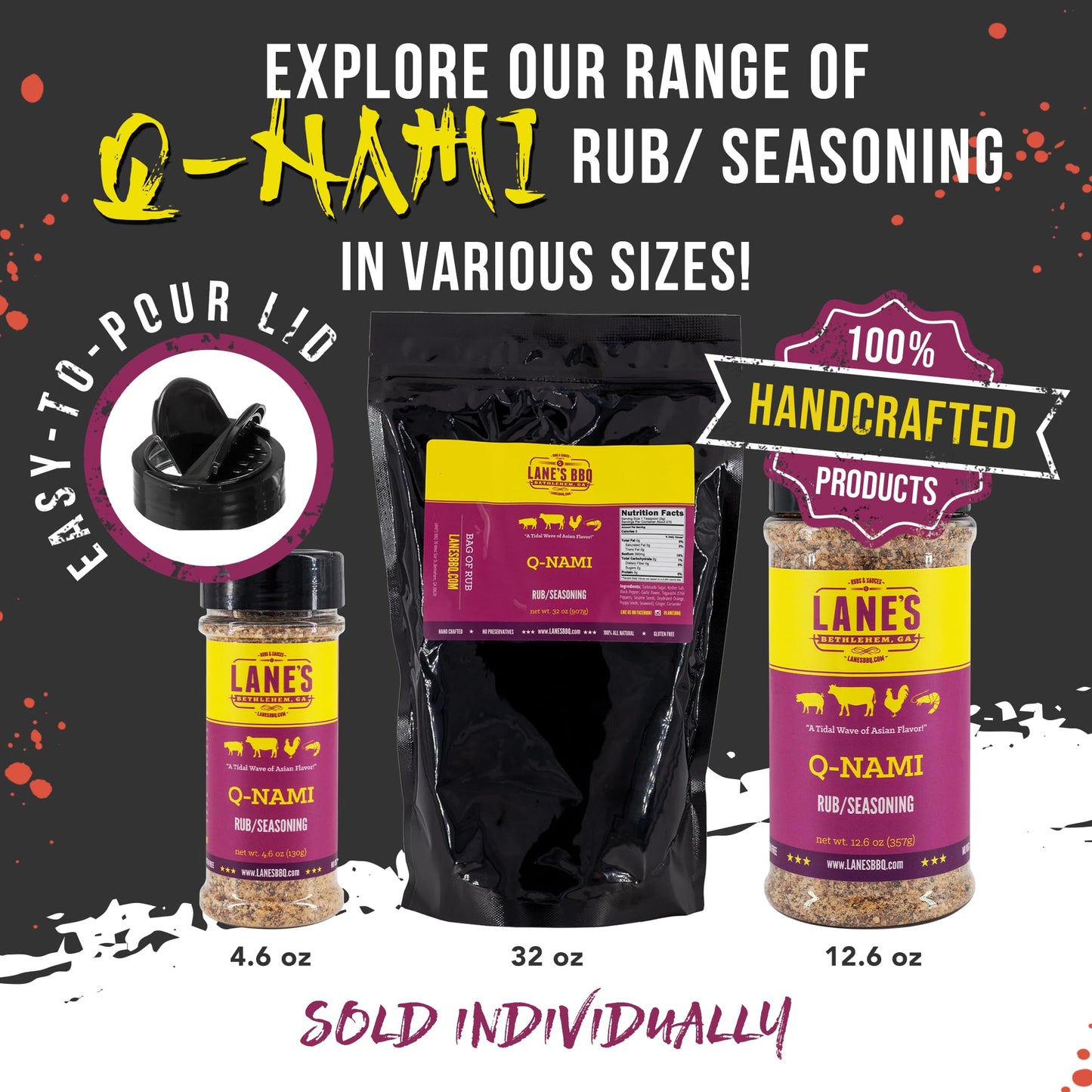 Lanes Q-nami Shichimi Togarashi Seasoning Rub, Gluten-Free, 32 Ounce, All-Natural for Steak, Chicken, Veggies & Tuna