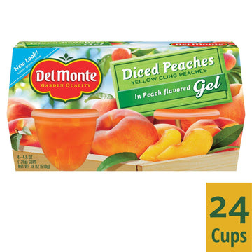 Del Monte Diced Peaches In Peach Flavored Gel Fruit Cups, 4.5 Ounce Cups (Pack Of 24)