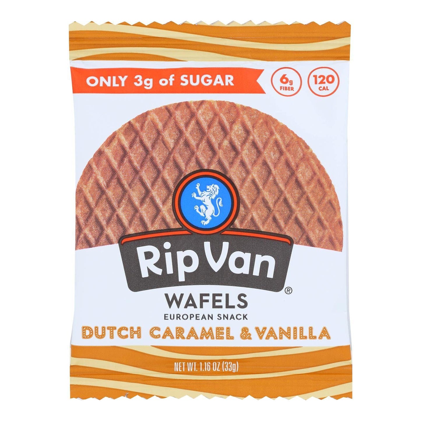 Rip Van Wafels, Dutch Caramel and Vanilla, Traditional, Oats, Flax Oil, Pack of 12,1.2 Ounces
