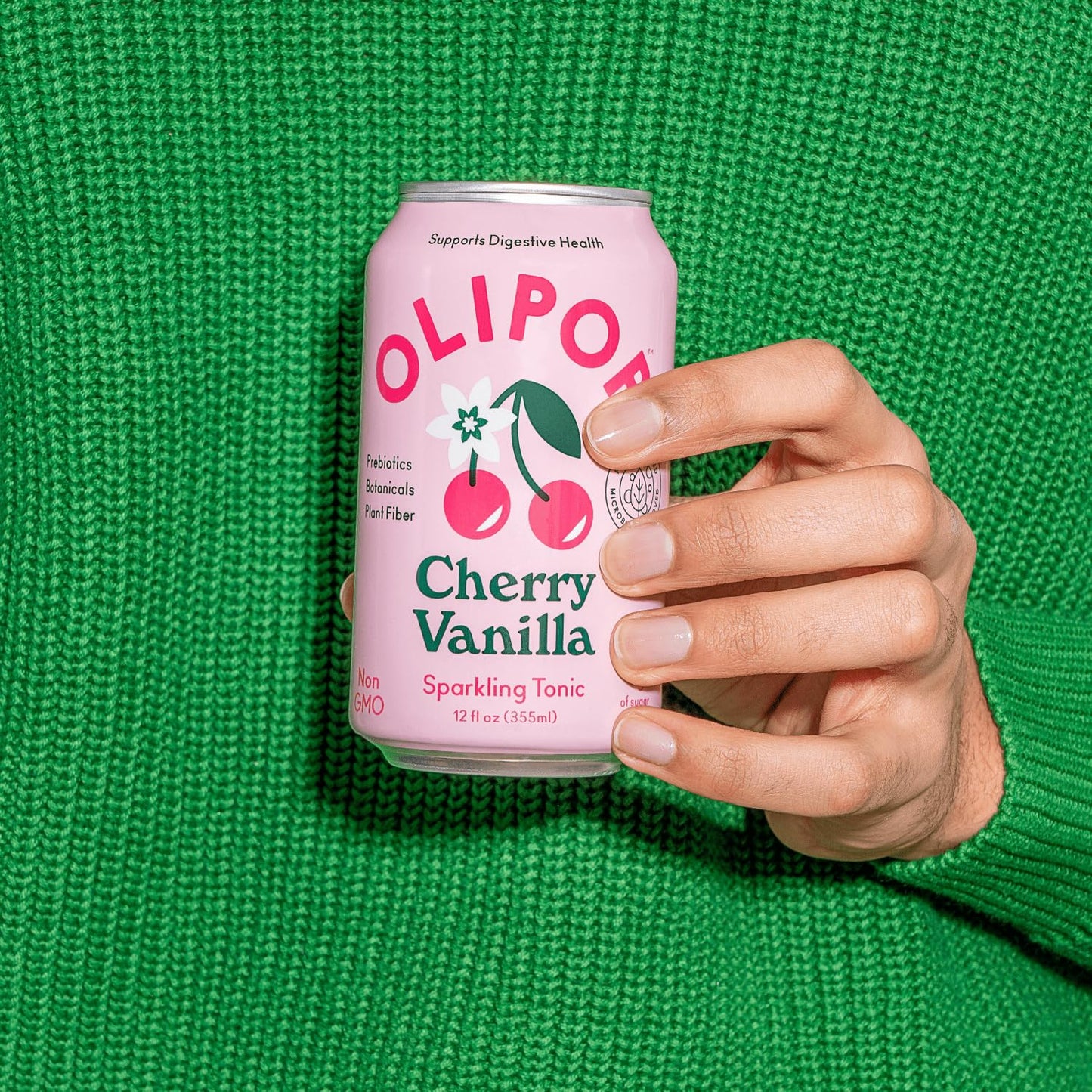 OLIPOP Prebiotic Soda Pop, Cherry Vanilla, A New Kind of Soda Packed with Prebiotics, Fiber, and Botanicals, Gluten Free, Vegan,