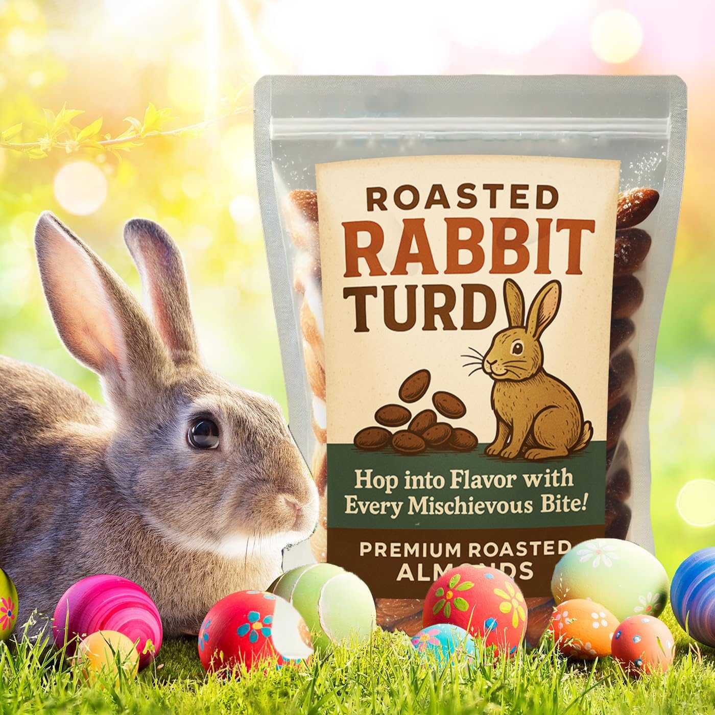 Roasted Rabbit Turds - Premium Roasted Almonds - Funny Easter Basket Gifts Ideas - Stuffer Treats For Baskets - Teens, Tweens, A