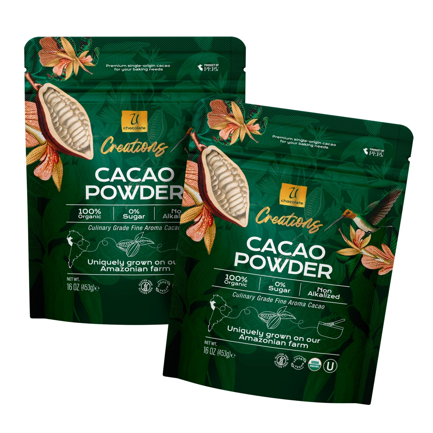 U Chocolate Creations Cacao Powder (2 Bags (32 Oz))