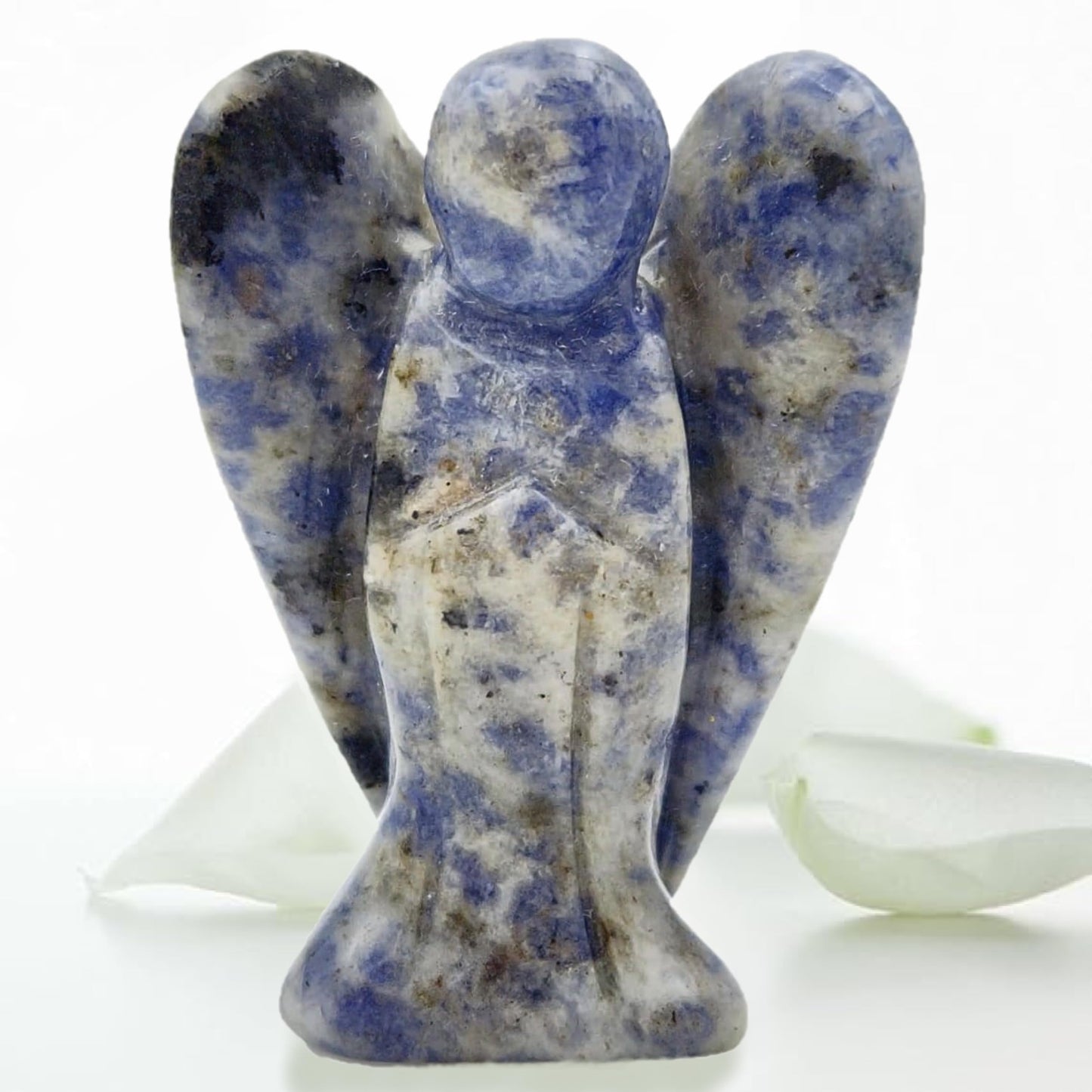 Earth Therapy Pocket Guardian Angel With Serenity Prayer Card - Blue Spot Stone Natural Crystal Healing Stone Figurine - Gift Fo