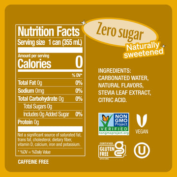 Zevia Zero Sugar Soda, Cream Soda, 16 oz Cans (12-Pack) - Naturally Sweetened, Non-GMO Project Verified, Gluten-Free, Vegan