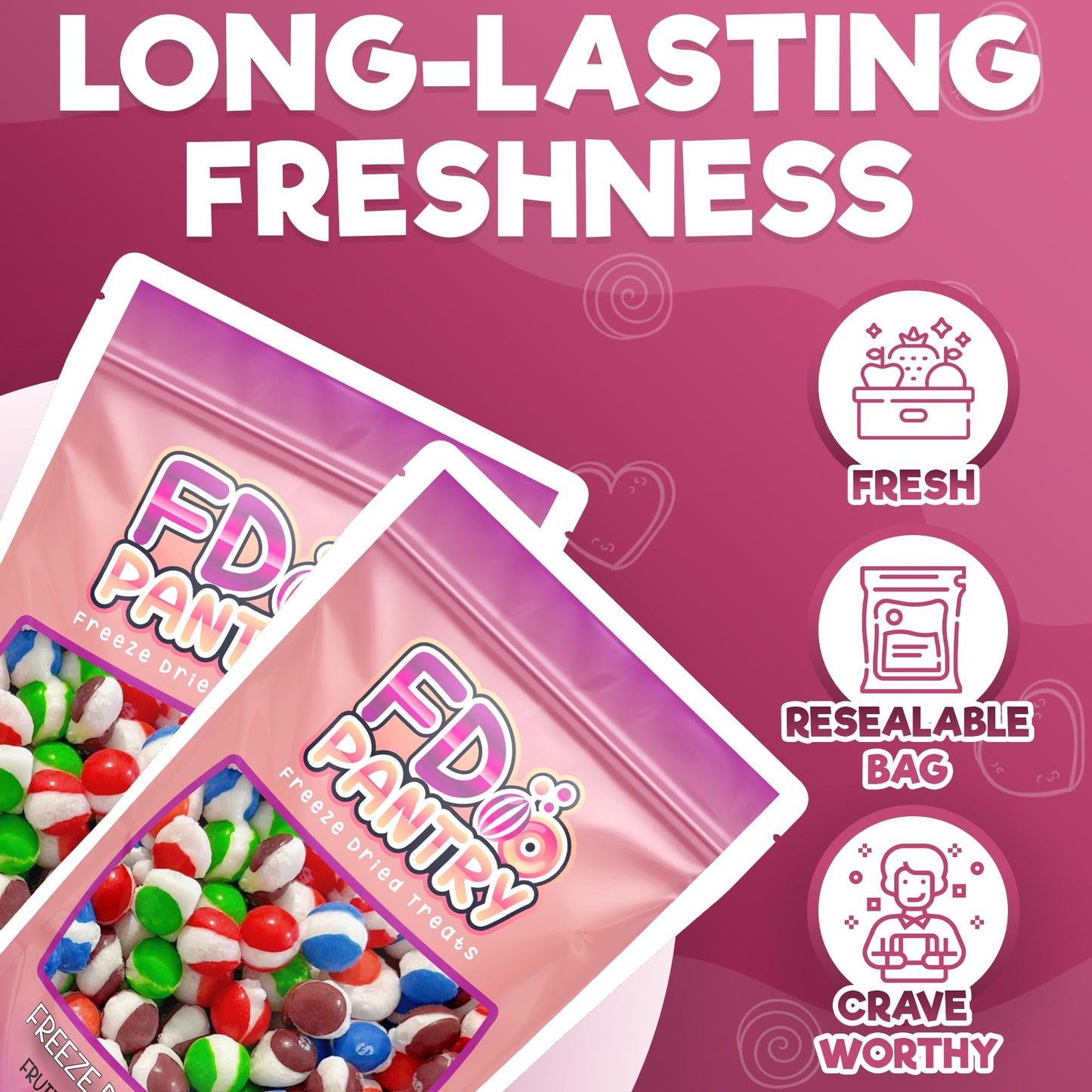 Freeze Dried Candy Fruit Crunch Wildberry, 4 oz, 2 Pack, Assorted Berry Punch, Melon, Strawberry, Cherry, Raspberry, Gift Bag