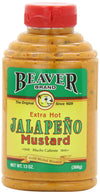 Beaver Jalapeno Mustard, 13 Ounce Squeeze Bottle (Pack of 6)