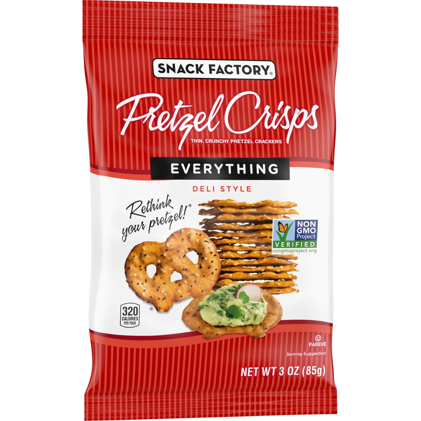 Snack Factory Pretzel Crisps, Everything, 3 Oz (Pack Of 8)