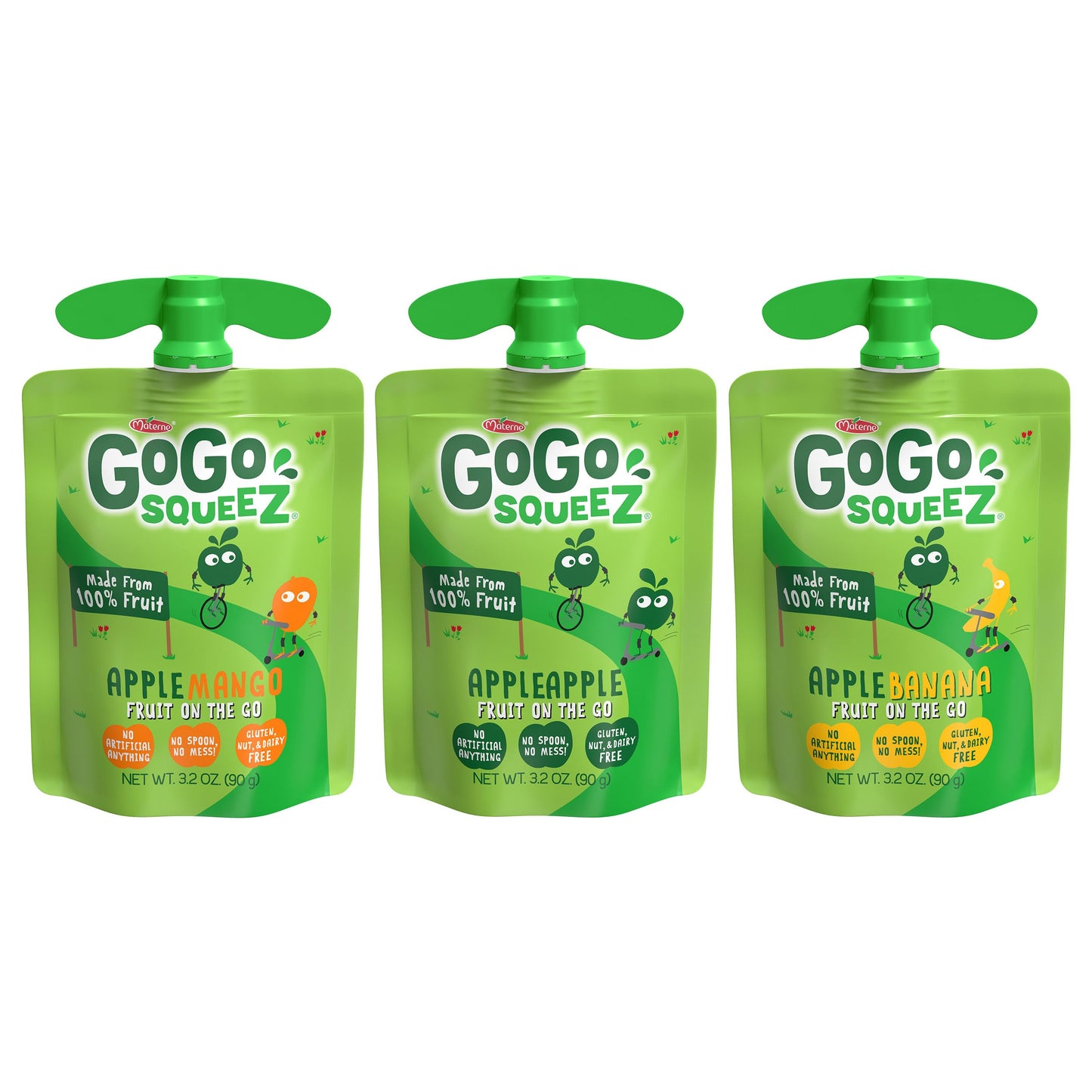 GoGo SqueeZ Applesauce Variety Pack, Apple Mango Banana, 3.2 oz (Pack of 20), Gluten Free, Nut Free, Dairy Free, BPA Free