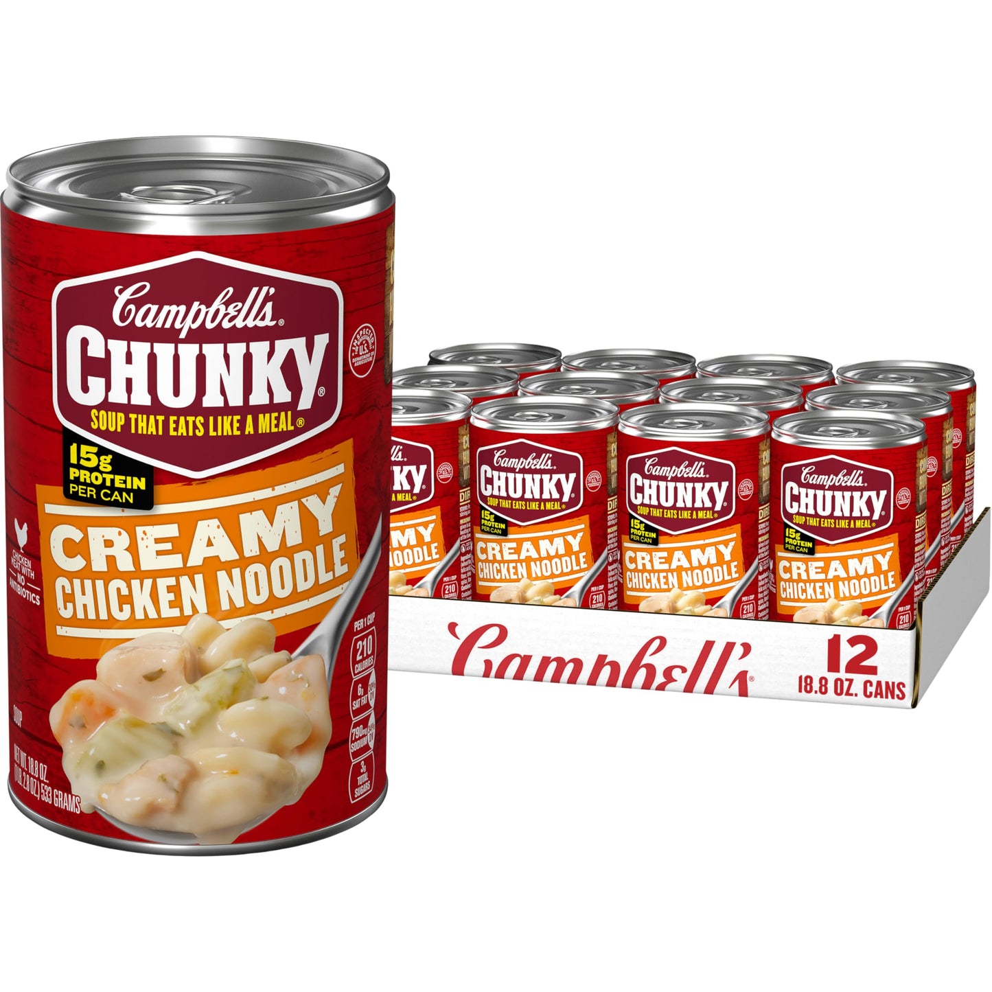 Campbell s Chunky Soup, Creamy Chicken Noodle Soup, 18.8 Oz Can (Case of 12)