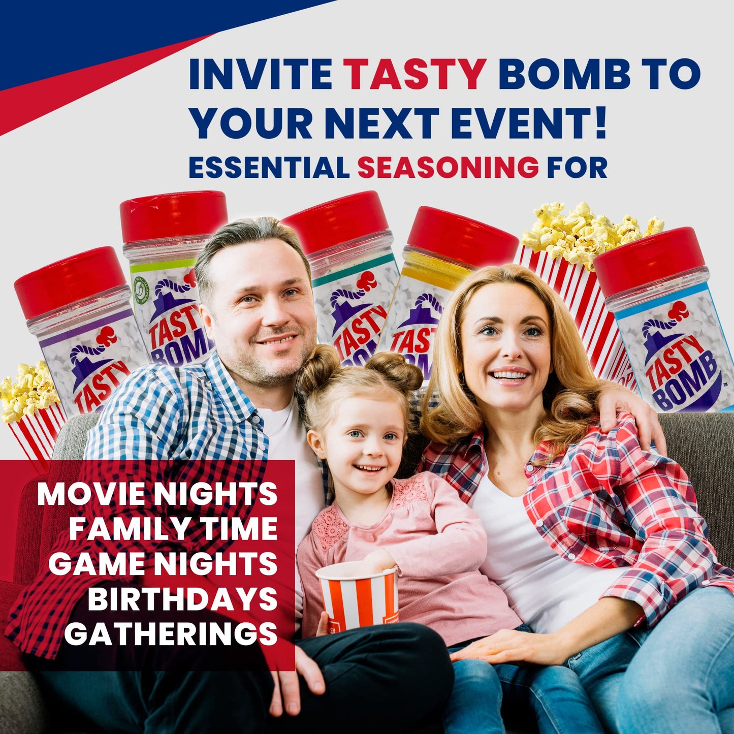 Tasty Popcorn Seasoning Variety Pack - White Cheddar, Ranch, Garlic Parmesan - Gluten-Free Keto Snack - 3 Ounce (Pack of 3)