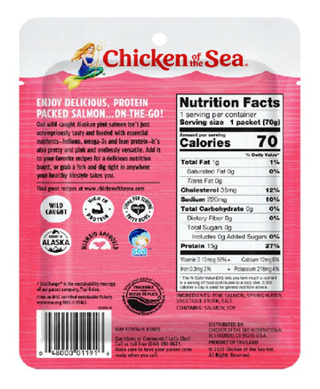 Chicken Of The Sea Alaskan Pink Salmon In Spring Water, 2.5 Ounce Packets (Box Of 12), Wild Caught, Skinless & Boneless