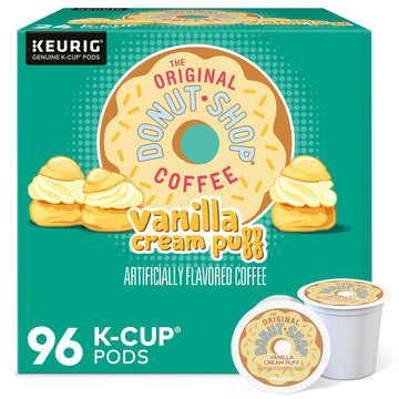 The Original Donut Shop Vanilla Cream Puff Coffee, Keurig Single Serve K-Cup Pods, Medium Roast, 96 Count