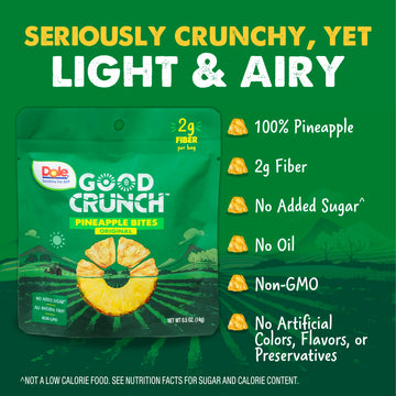 Dole Good Crunch Pineapple Dried Fruit Bites, Gluten Free & Vegan Snack, 0.5 Ounce (Pack Of 12)