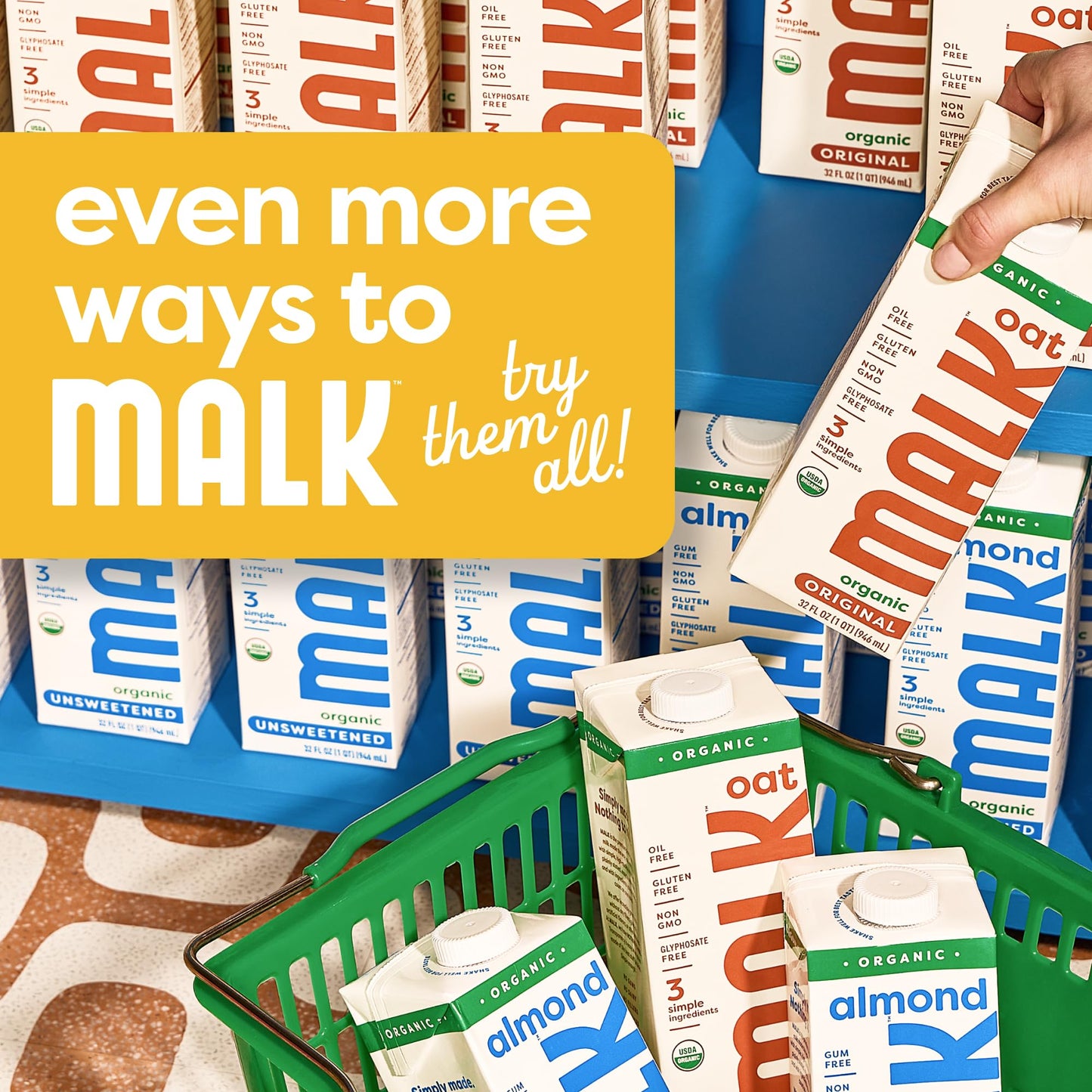 MALK Almond Milk Unsweetened Vanilla (32oz Pack of 6) - Shelf Stable Organic Almond Milk Vanilla Non GMO Whole 30 Dairy Free Vegan Plant Based No Gums or Fillers - Lattes Cereal Coffee Creamer