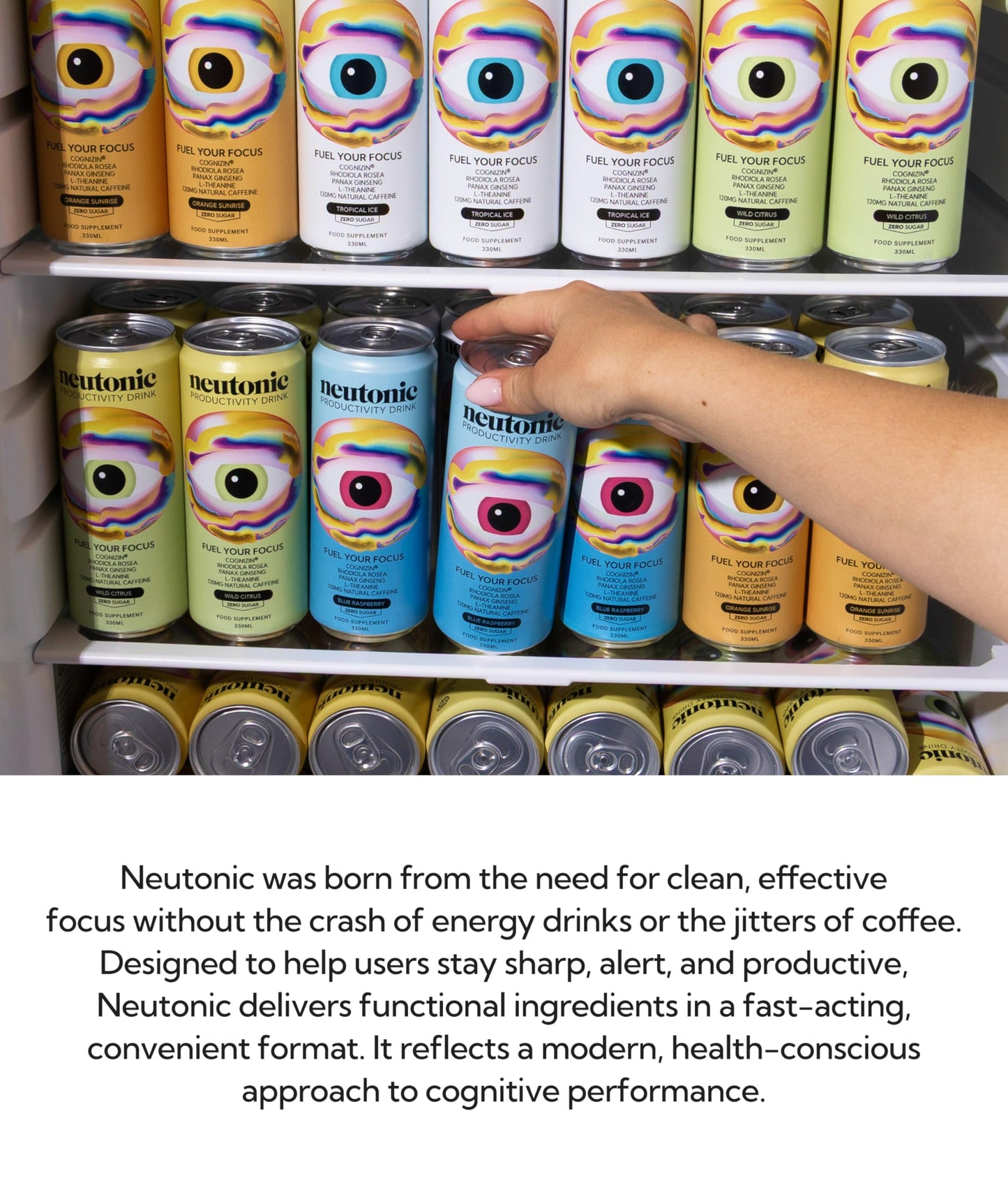 neutonic Nootropic Productivity Energy Drink | Blue Raspberry 12 Cans | 120mg Natural Caffeine Zero Sugar | Support Memory Mental Clarity Cognitive Function | Boost Focus Energy Brain Health