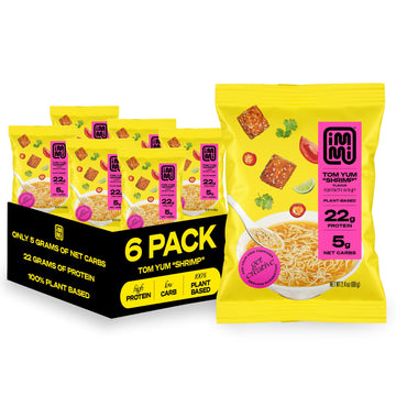 immi Tom Yum Shrimp Ramen - Bright, Zesty Flavor with More Protein - Vegan, High Protein Ramen Noodles - Low Carb, Zero Sugar