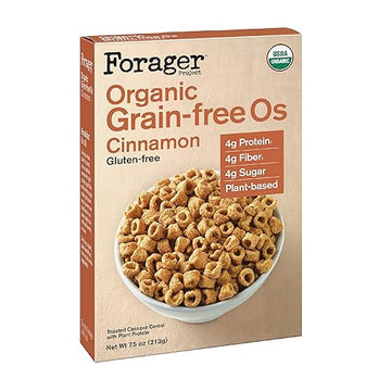 Forager Project Grain & Gluten-Free Vegan Breakfast Cereal Dairy-Free Organic Low Sugar Plant-Based Protein 7.5Oz - Cinnamon