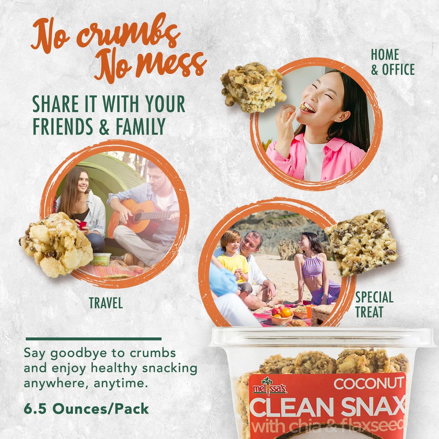 Melissas Clean Snax® Gluten-Free Snacks, 7 oz Pack of 5, All Natural, Coconut Flavor