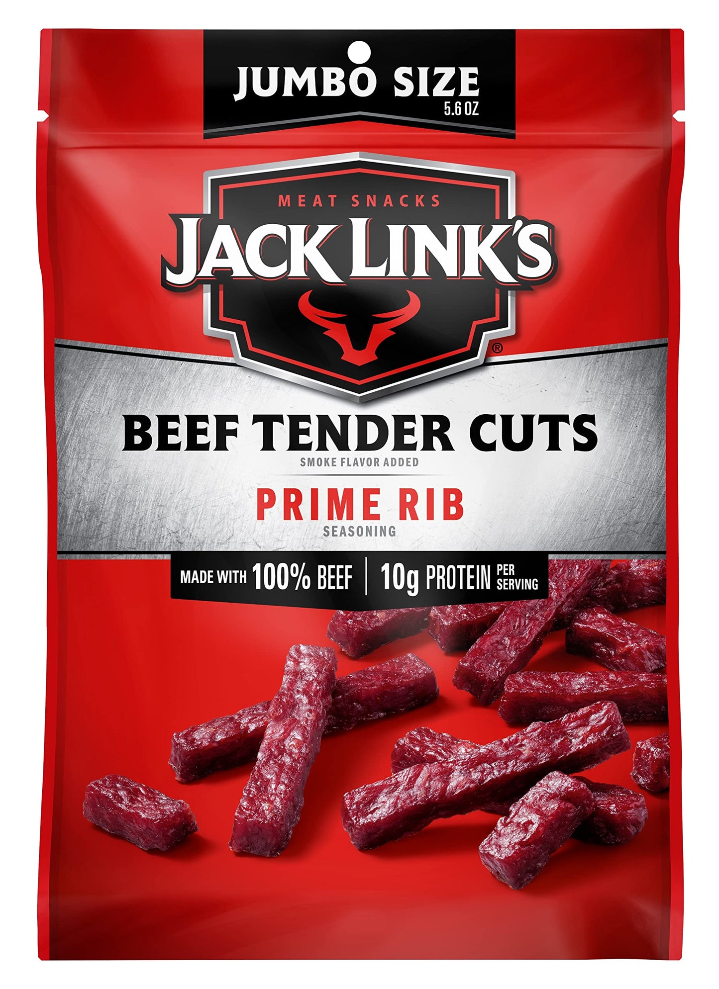 Jack Link'S Tender Cuts, Prime Rib Flavor, 5.6 Oz Sharing-Size Bag And Jerky Snack With 11G Of Protein And 70 Calories, Made Wit