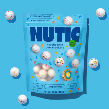 Nutic Jawbreakers Bulk In Fun Psychedelic Colors | 1-Inch Giant Jawbreakers Candy Made In Usa | Long-Lasting Huge Gobstoppers, 1