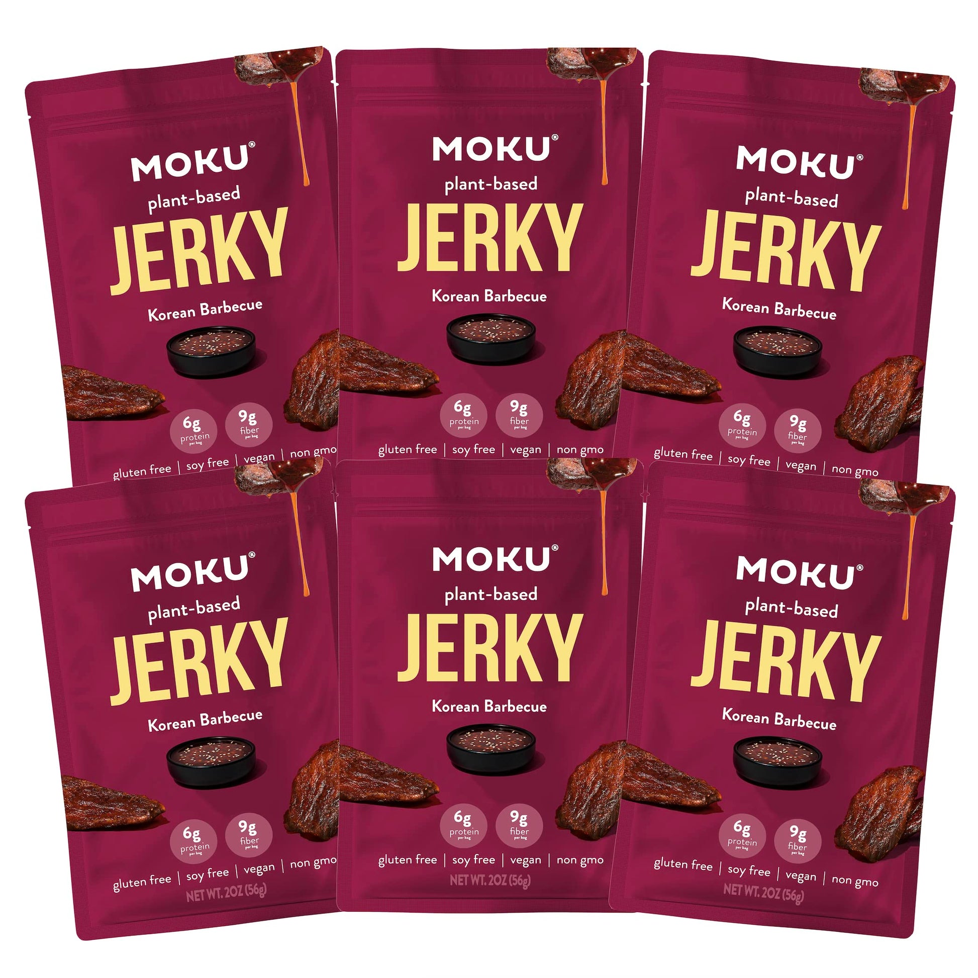 Moku Plant-Based Mushroom Jerky, Korean BBQ (3 Pack) Vegan Beef Jerky, Gluten Free, Soy-Free, Non-Gmo Vegan Snacks, Vegan Meat N