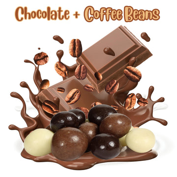 Gourmet Chocolate Covered Espresso Beans Medley By Its Delish, 1 Lb (16 Oz) Bulk Bag - Mix Of Dark, Milk & White Chocolate Cover
