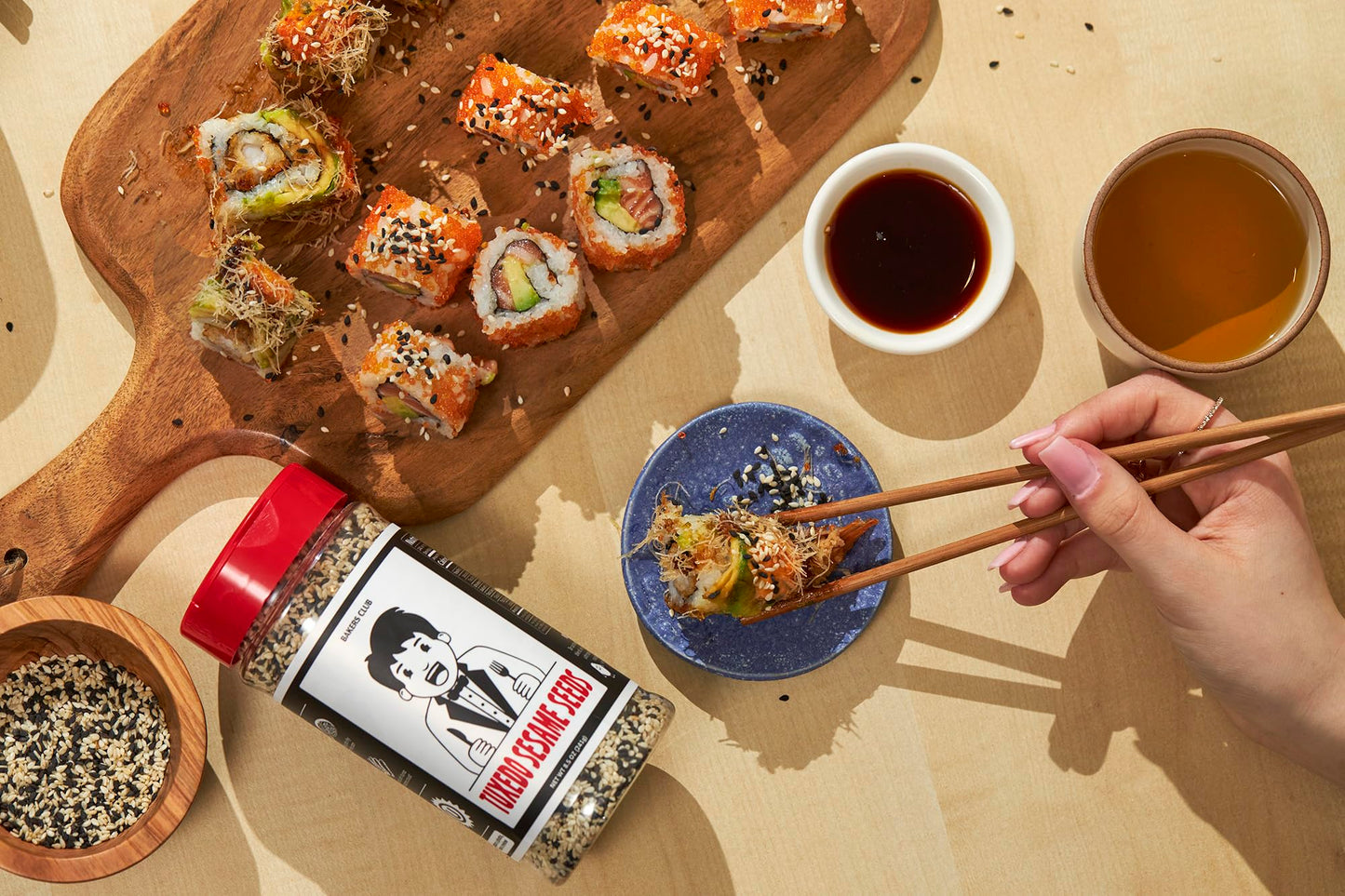 Bakers Club Bulk 17Oz Mixed Black And White Sesame Seeds - Tuxedo Blend For Sushi, Tuna, Stir Fry, Bread, Poke Bowls - Kosher, G