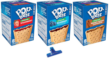 Unfrosted Variety, Strawberry, Blueberry, and Brown Sugar Cinnamon, 13.5 Ounce (Pack of 3) - with Two Make Your Day Lollipops or