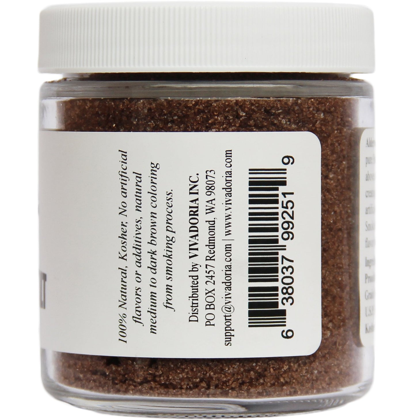 Viva Doria Alder Smoked Sea Salt, Fine Grain, 5 Oz Glass Jar, Alderwood Flavor