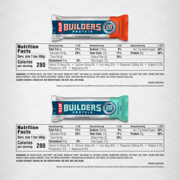 Clif Builders Protein Bars - Chocolate Mint And Chocolate Flavor - Variety Pack - 20G Plant Based Protein - Gluten Free - Non-Gmo - Low Glycemic - No Artificial Sweeteners - 2.4 Oz. (10 Count)