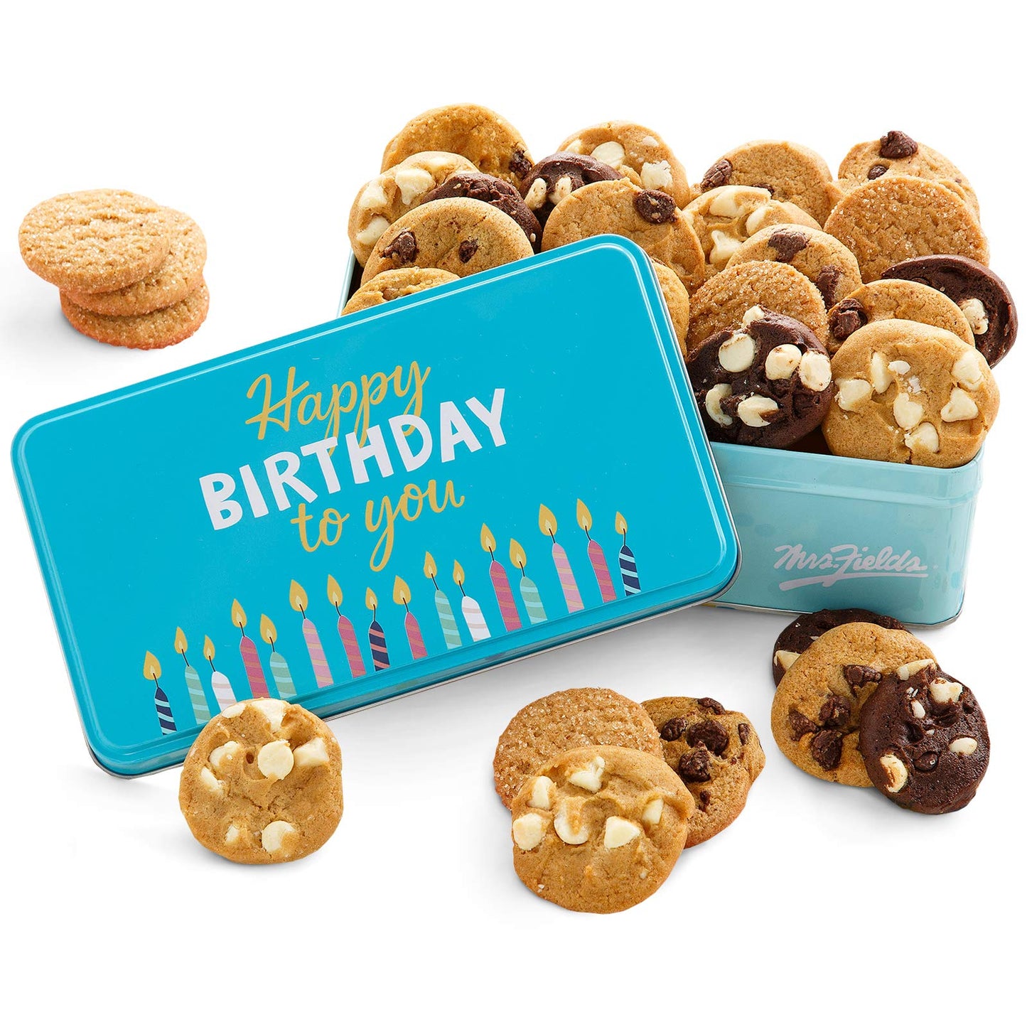 Mrs. Fields - Happy Birthday 30 Nibblers Cookie Tin, Assorted With 30 Nibblers Bite-Sized Cookies In Our 5 Signature Cookie Flavors