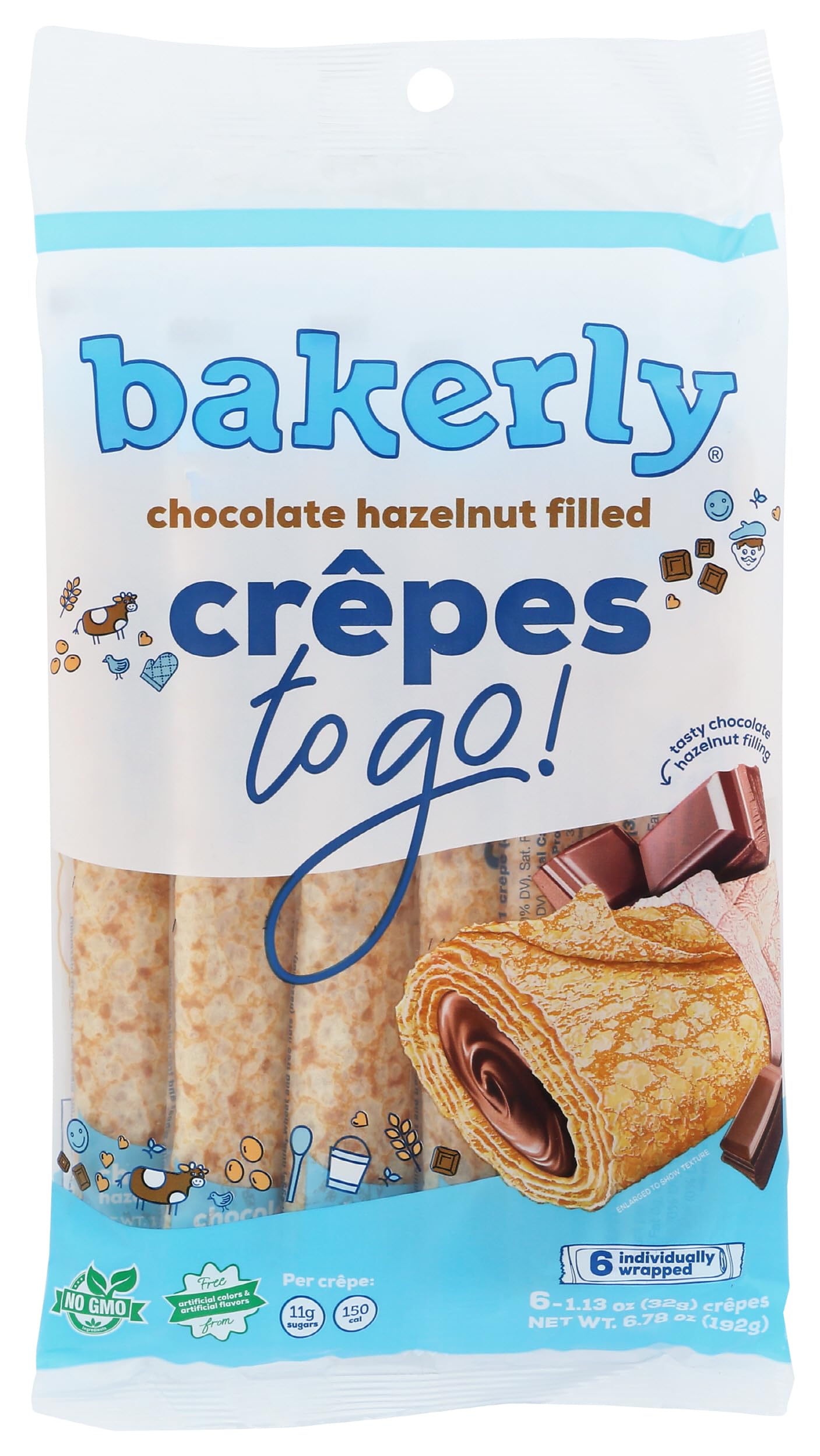bakerly Chocolate Hazelnut Filled Crpes, 6 Pack, 6.78 Ounce (Frozen)